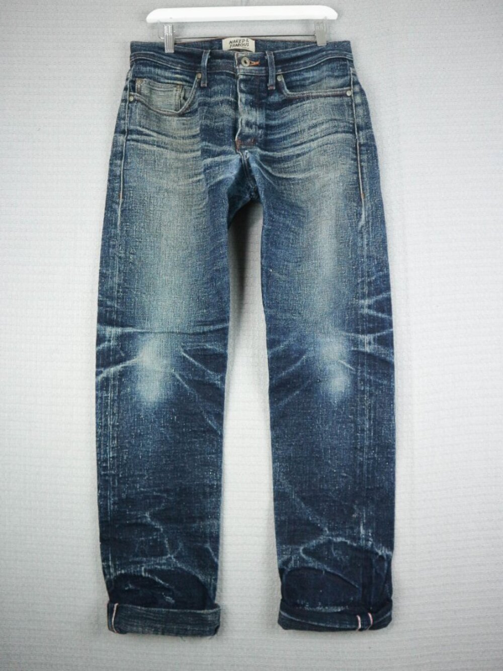 Naked & Famous Okayama Spirit 2 Weird Guy Selvedge Faded Whisker Denim Jeans 34W